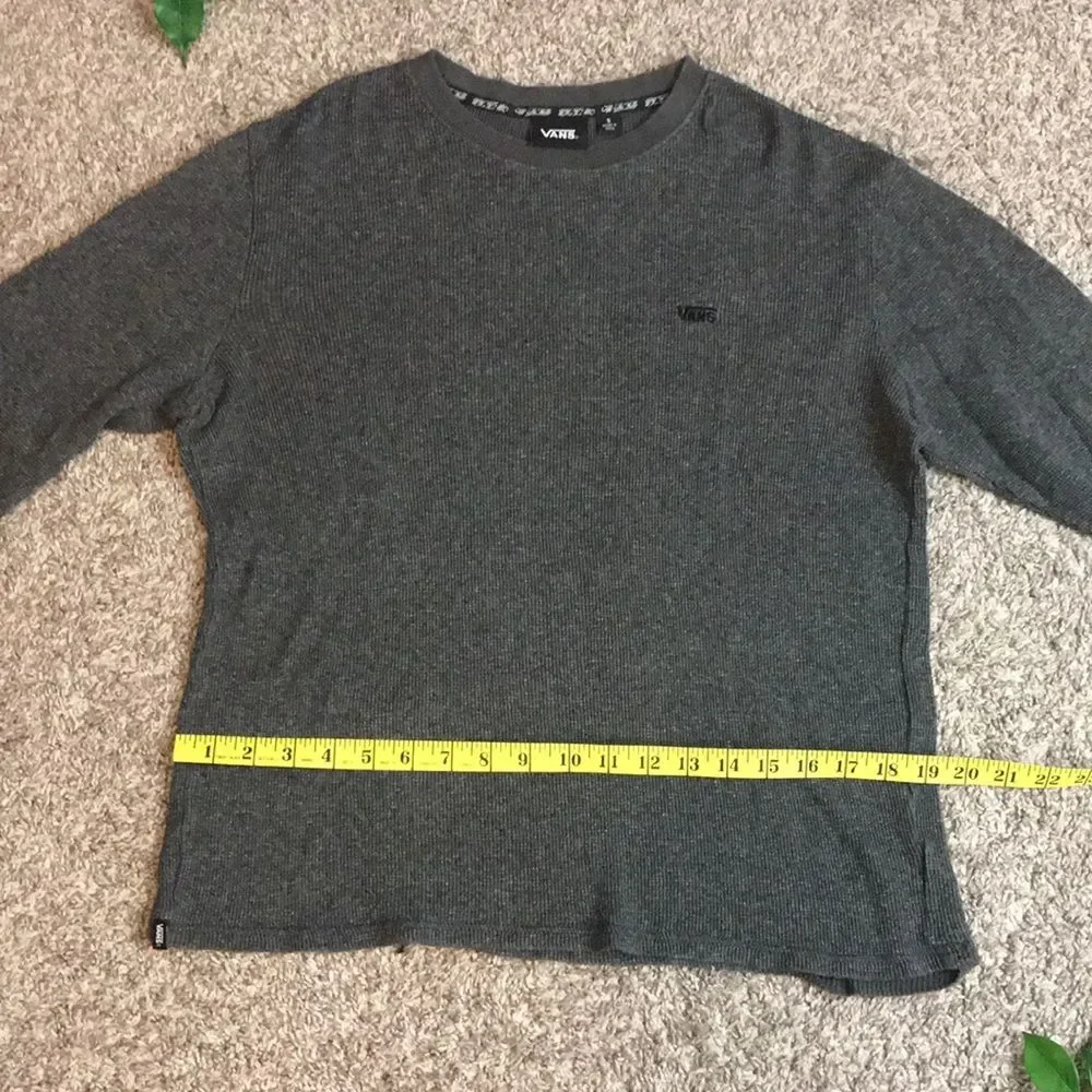 Vans Dark Gray Mens Small Long Sleeve Stretch Knit Top